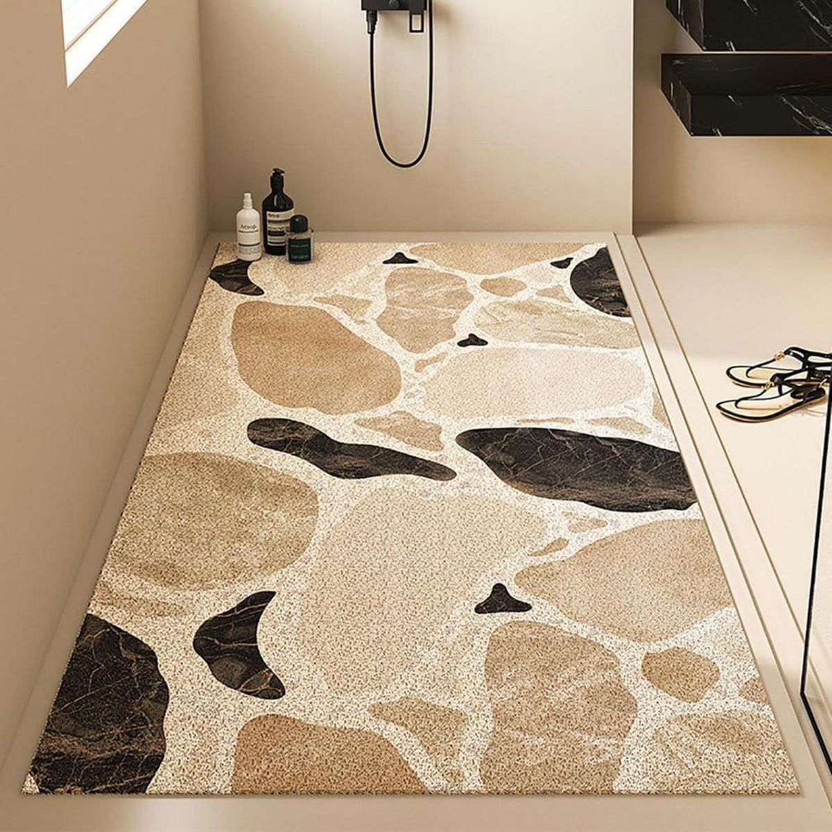 Rutschfeste Duschmatte 110x130 cm – Steinmuster & Peeling