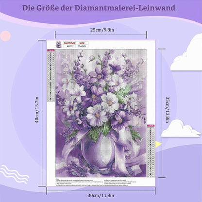 5D Diamantmalerei Blumenstrauß Lila – DIY Bausatz für Erwachsene