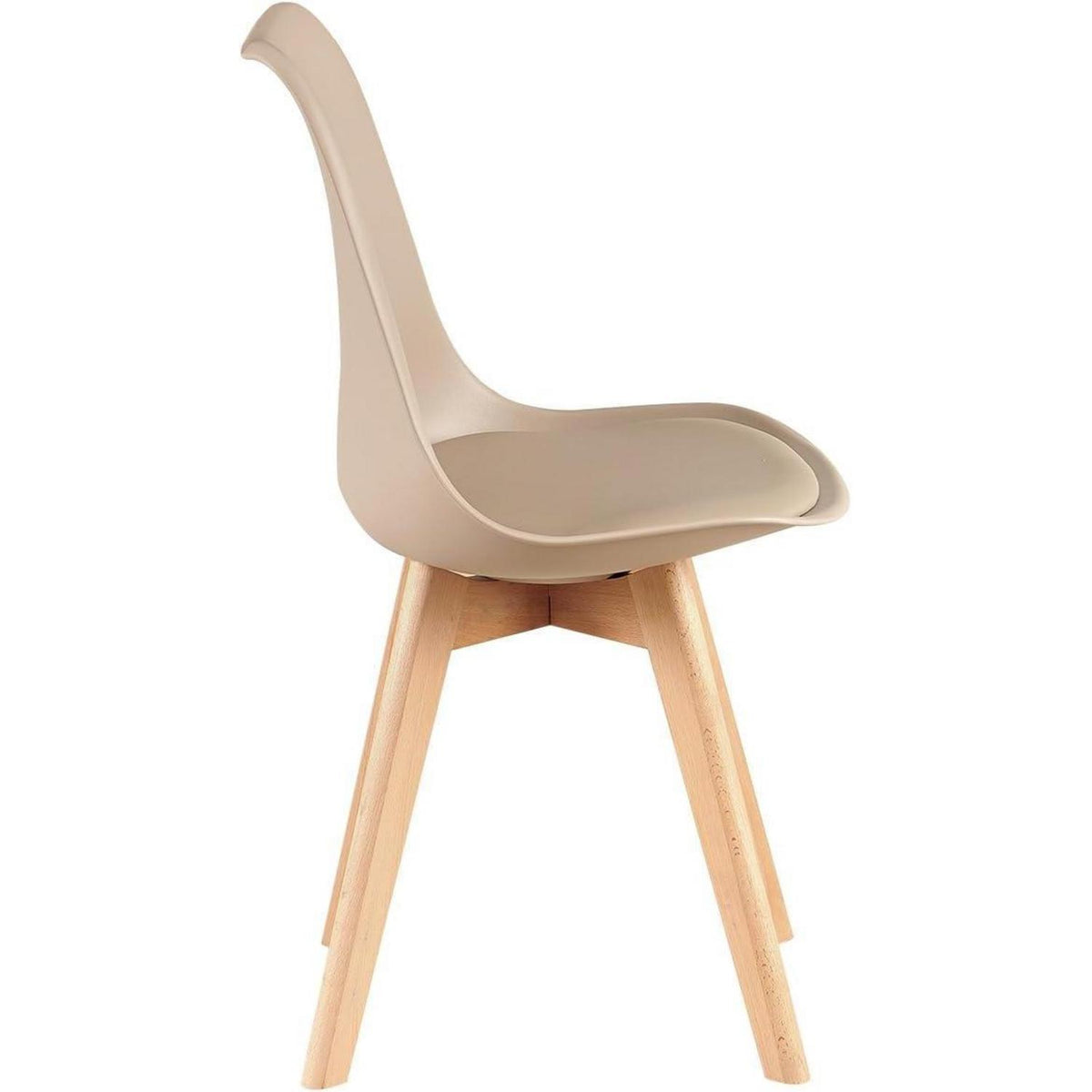 Skandinavischer Esszimmerstuhl Retro, Buchenholz, Beige/Khaki (6er Set)