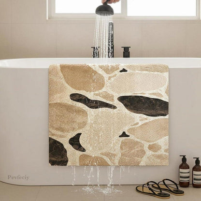 Rutschfeste Duschmatte 120x140 cm – Steinmuster & Zuschneidbar
