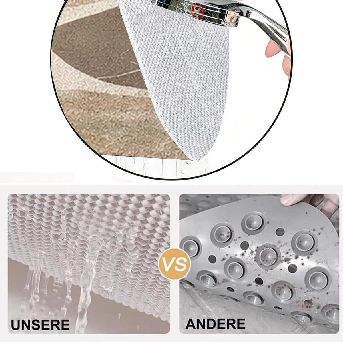 Rutschfeste Duschmatte 120x150 cm – Steinmuster & Zuschneidbar