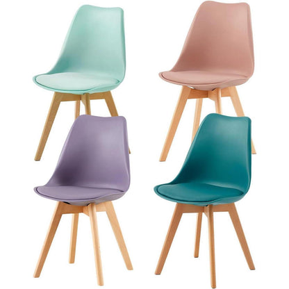 8er Set Esszimmerstühle Retro Skandi Rauchrosa Türkis Mint Grau