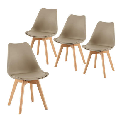 Skandinavischer Esszimmerstuhl Retro, Khaki & Beige 4er Set