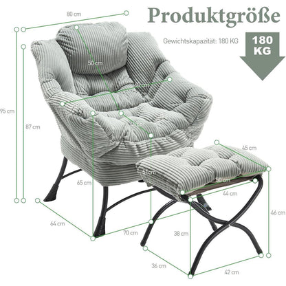 Lazy Chair mit Ottomane – Bequemer Faulenzersessel Grün