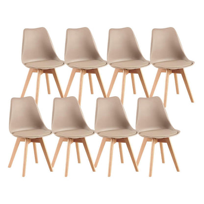 Skandinavischer Esszimmerstuhl Retro, Buchenholz, Beige (8er Set)
