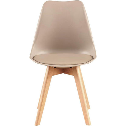Skandinavischer Esszimmerstuhl Retro, Buchenholz, Beige (8er Set)