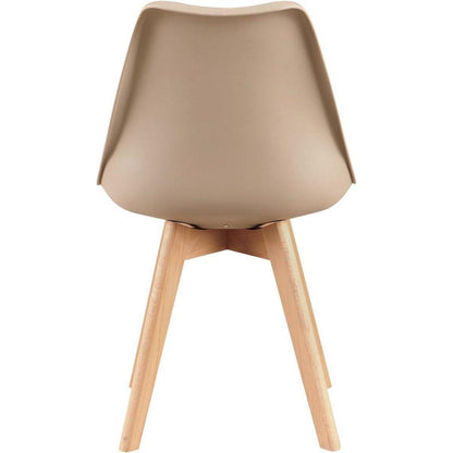 Skandinavischer Esszimmerstuhl Retro, Buchenholz, Beige (8er Set)