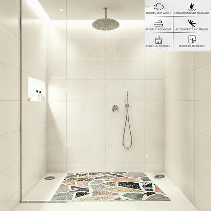 Rutschfeste Duschmatte 120x120 cm - Steinmuster & Peeling