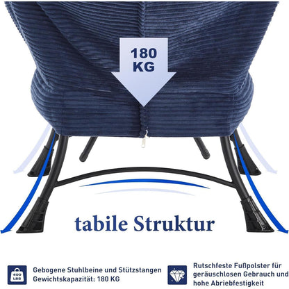 Lazy Chair mit Ottomane – Bequemer Faulenzersessel Marineblau