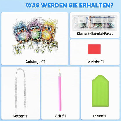 5D Diamond Painting Vogel Anhänger - Bastelset für Erwachsene & Kinder