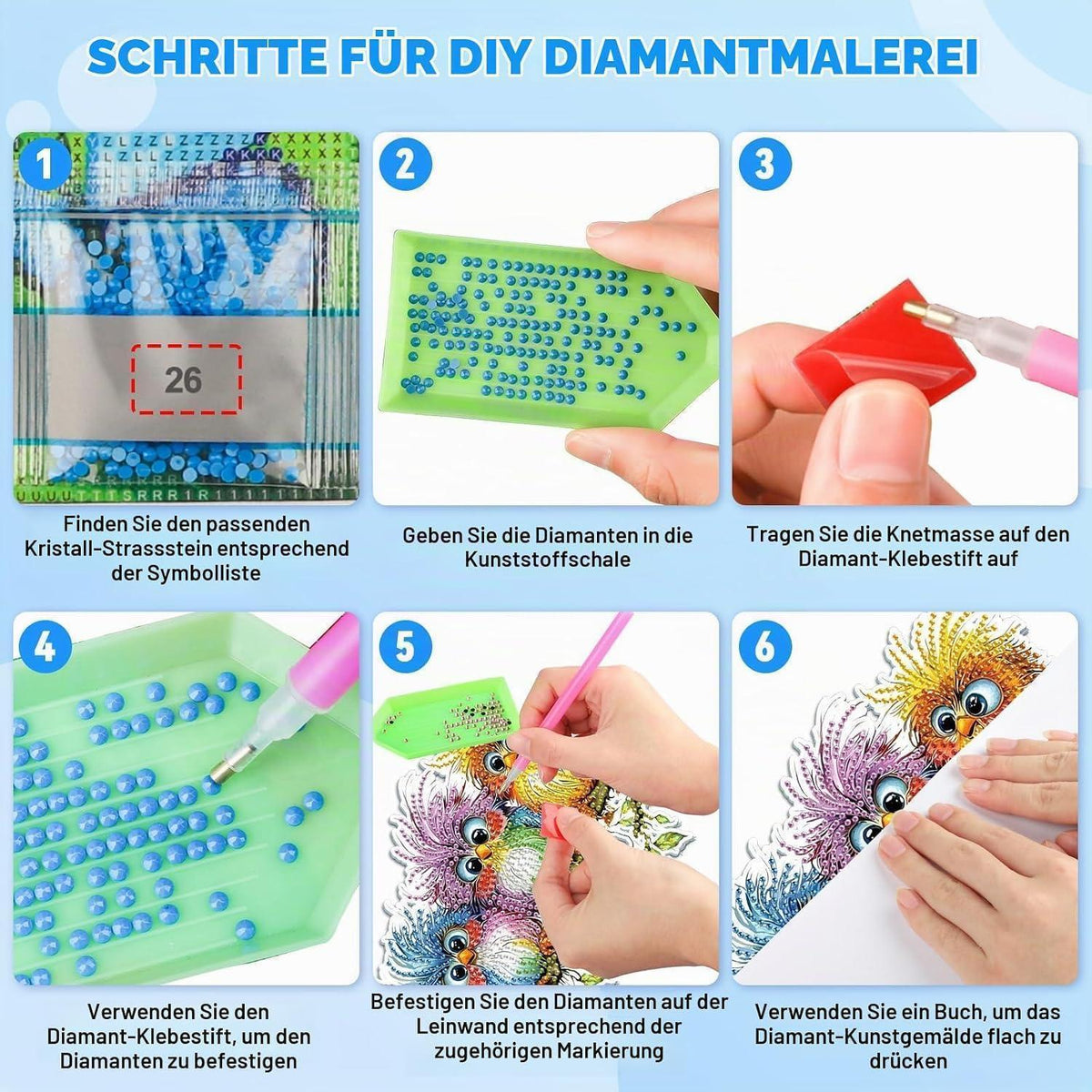5D Diamond Painting Vogel Anhänger - Bastelset für Erwachsene & Kinder