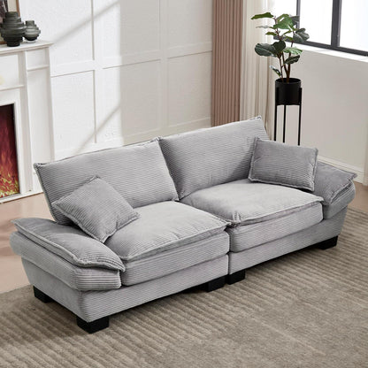 Modernes 2-Sitzer Polstersofa mit Armlehnen – Hellgrau