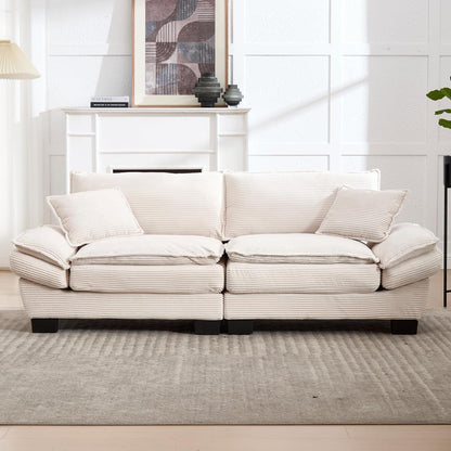 Modernes 2-Sitzer Polstersofa mit gepolsterten Armlehnen (Beige)