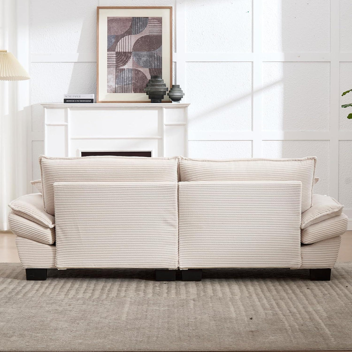 Modernes 2-Sitzer Polstersofa mit gepolsterten Armlehnen (Beige)