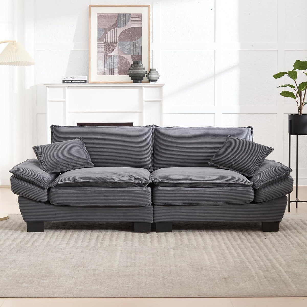 Modernes 2-Sitzer Polstersofa Dunkel Grau mit Komfort Armlehnen