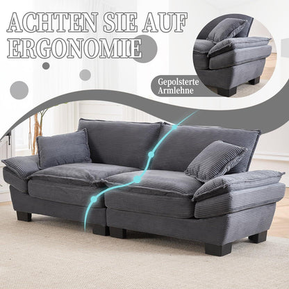 Modernes 2-Sitzer Polstersofa Dunkel Grau mit Komfort Armlehnen