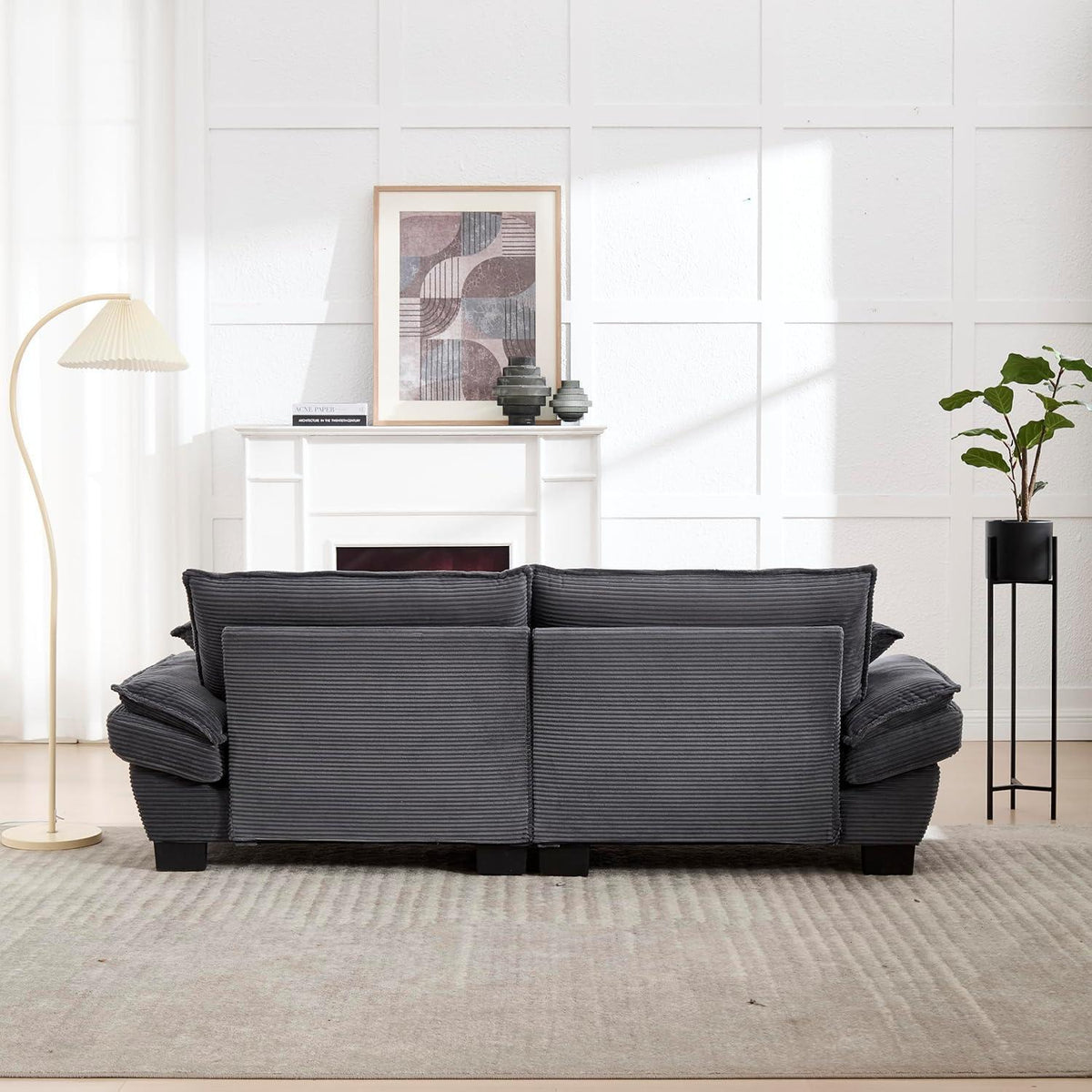 Modernes 2-Sitzer Polstersofa Dunkel Grau mit Komfort Armlehnen