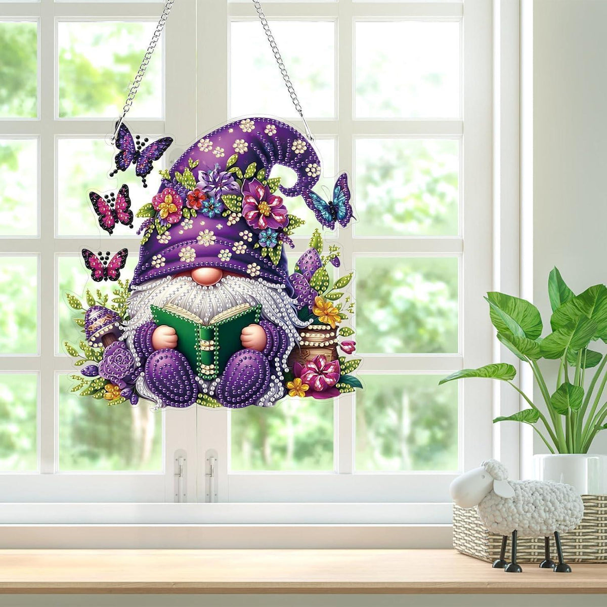 Diamantmalerei Anhänger Gnome – DIY Fensterbild für Erwachsene & Kinder