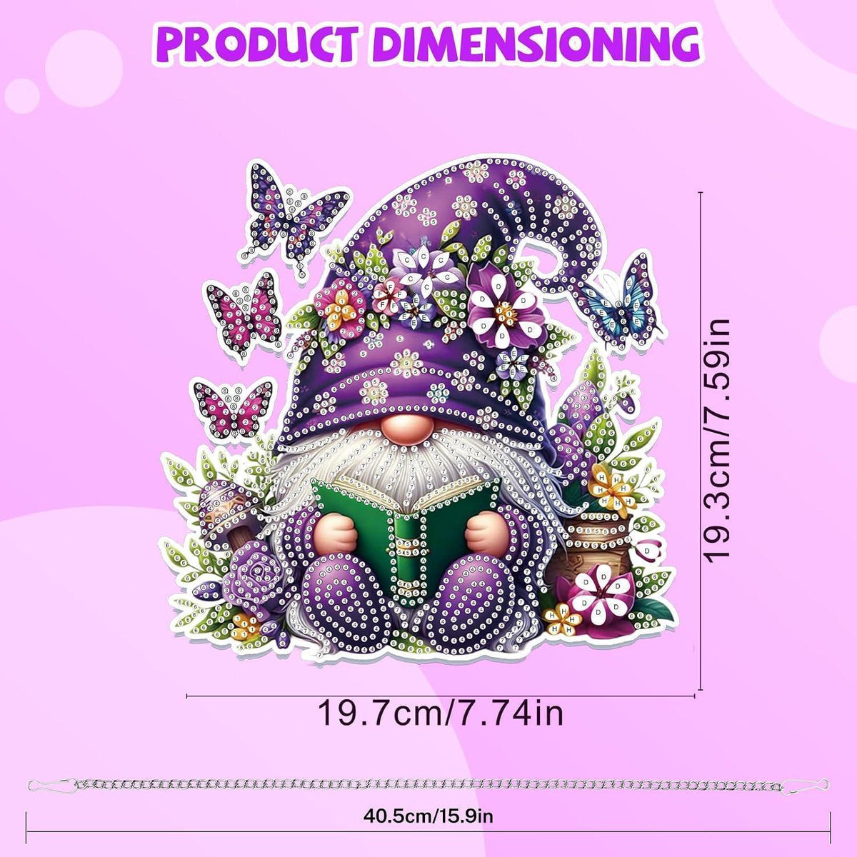 Diamantmalerei Anhänger Gnome – DIY Fensterbild für Erwachsene & Kinder