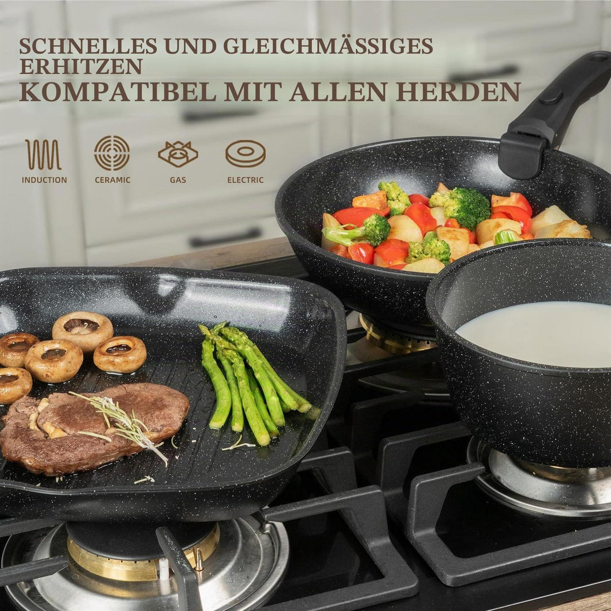23-teiliges Keramik Topfset Antihaft – Kochgeschirr für alle Herde