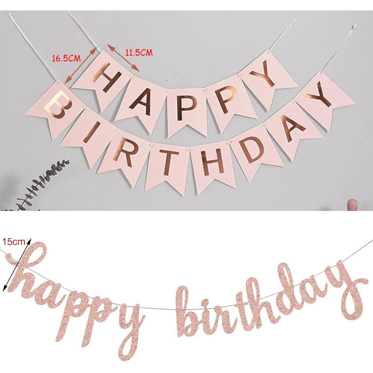 Geburtstagsdeko Set Rosa Rosegold Girlande Luftballons Pompoms