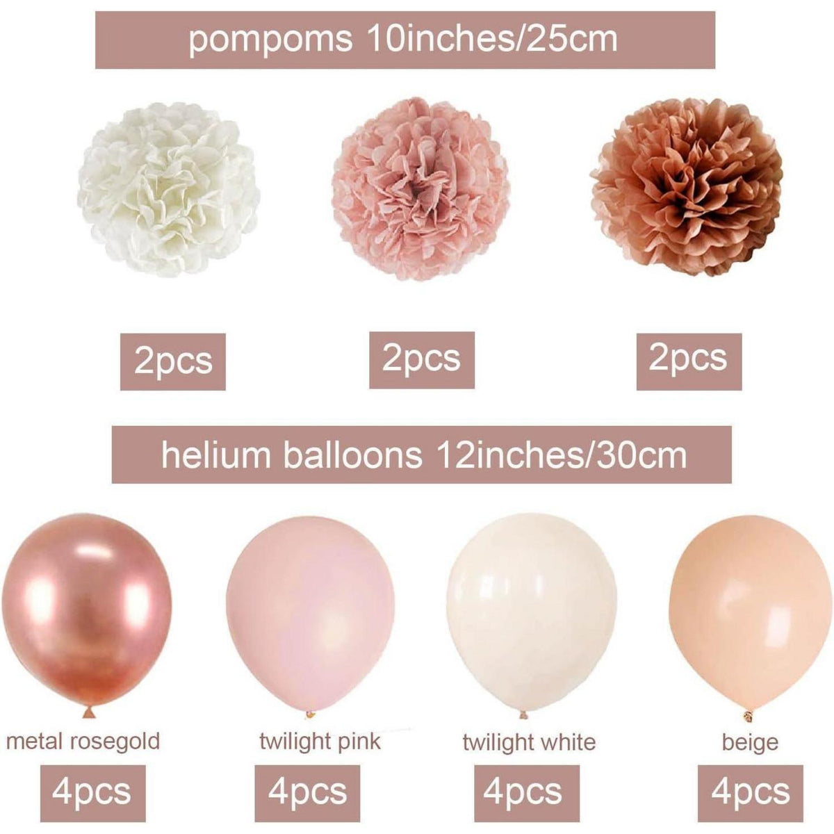 Geburtstagsdeko Set Rosa Rosegold Girlande Luftballons Pompoms