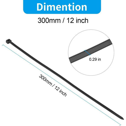 1000x Kabelbinder Schwarz 30,5 cm – Strapazierfähig & Zugfest