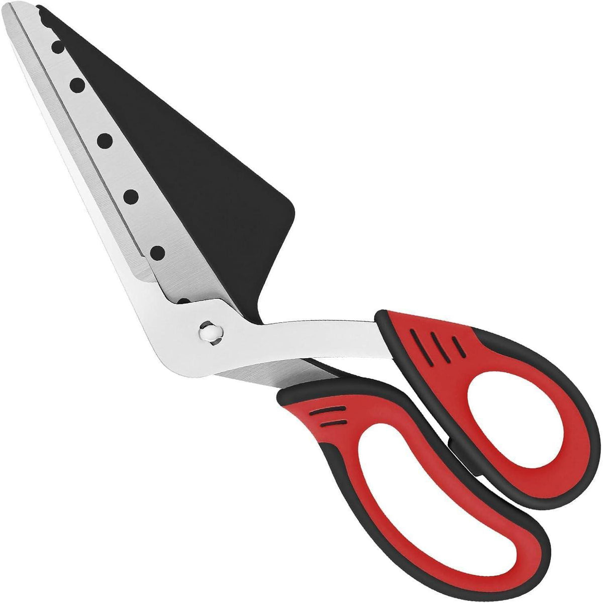 Pizzaschere mit Spachtel, Edelstahl, 27 cm, Rot/Schwarz