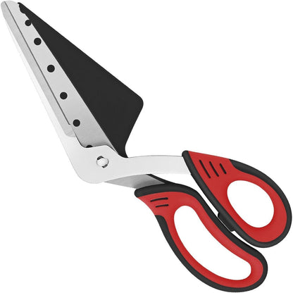 Pizzaschere mit Spachtel, Edelstahl, 27 cm, Rot/Schwarz