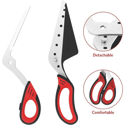 Pizzaschere mit Spachtel, Edelstahl, 27 cm, Rot/Schwarz