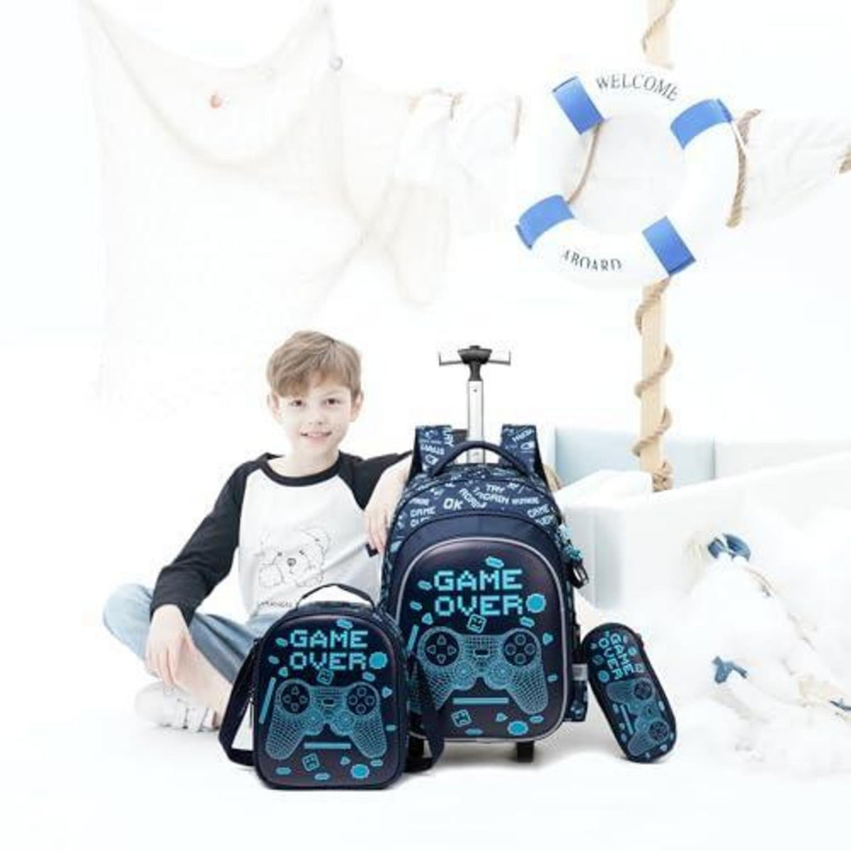Rollrucksack Set für Kinder – Minzgrün, 6-8 Jahre
