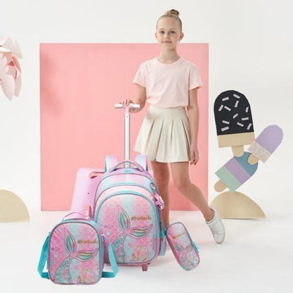 Rollrucksack Mädchen 6-8 Jahre – Rosa Meerjungfrau Set