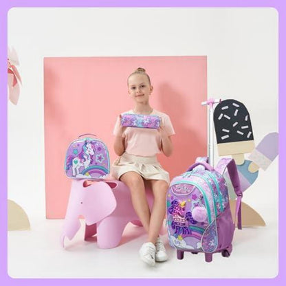 Einhorn Rollrucksack Set für Mädchen 6-8 Jahre