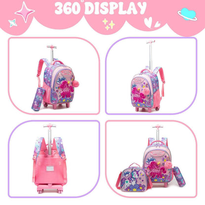 Einhorn Rollrucksack Set für Mädchen 6-8 Jahre