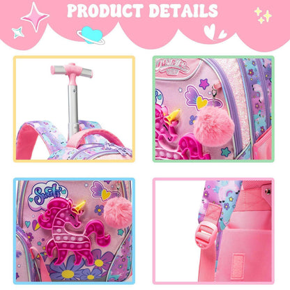 Einhorn Rollrucksack Set für Mädchen 6-8 Jahre