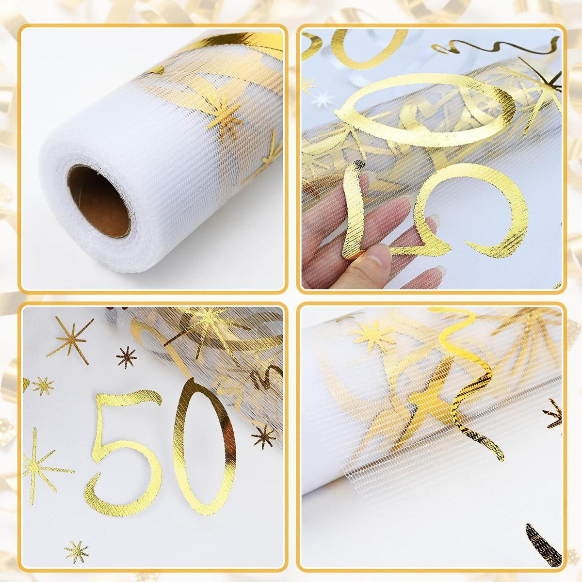 Tischläufer 50. Geburtstag Gold 28 cm x 10 m Rolle