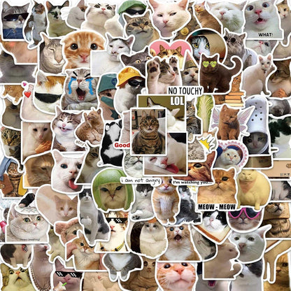 100 Katzen Meme Aufkleber – Wasserdicht & Kreativ