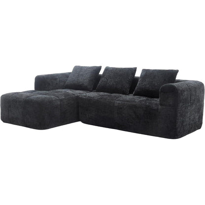 Modernes 3-Sitzer Sektionssofa mit Chaiselongue (Schwarz)