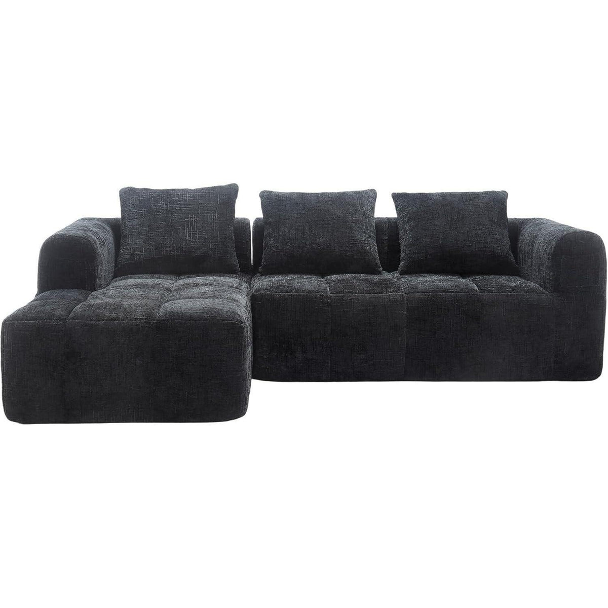 Modernes 3-Sitzer Sektionssofa mit Chaiselongue (Schwarz)
