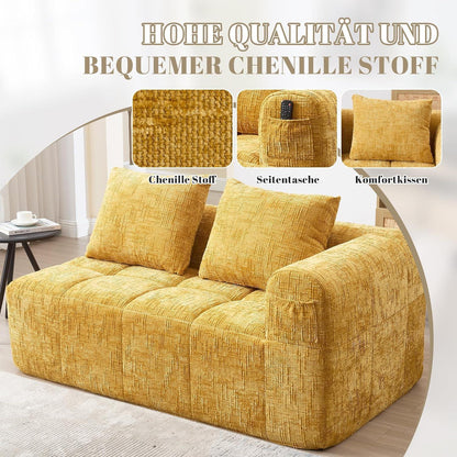 Modernes 2-Sitzer Polstersofa mit Chaise Lounge (Gelb B)