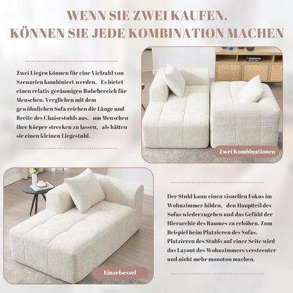 Modernes 1-Sitzer Sofa mit Chaise Lounge & Kissen (Beige A)