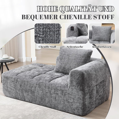 Modernes 1-Sitzer Sofa mit Chaiselongue (Grau) – Kein Aufbau
