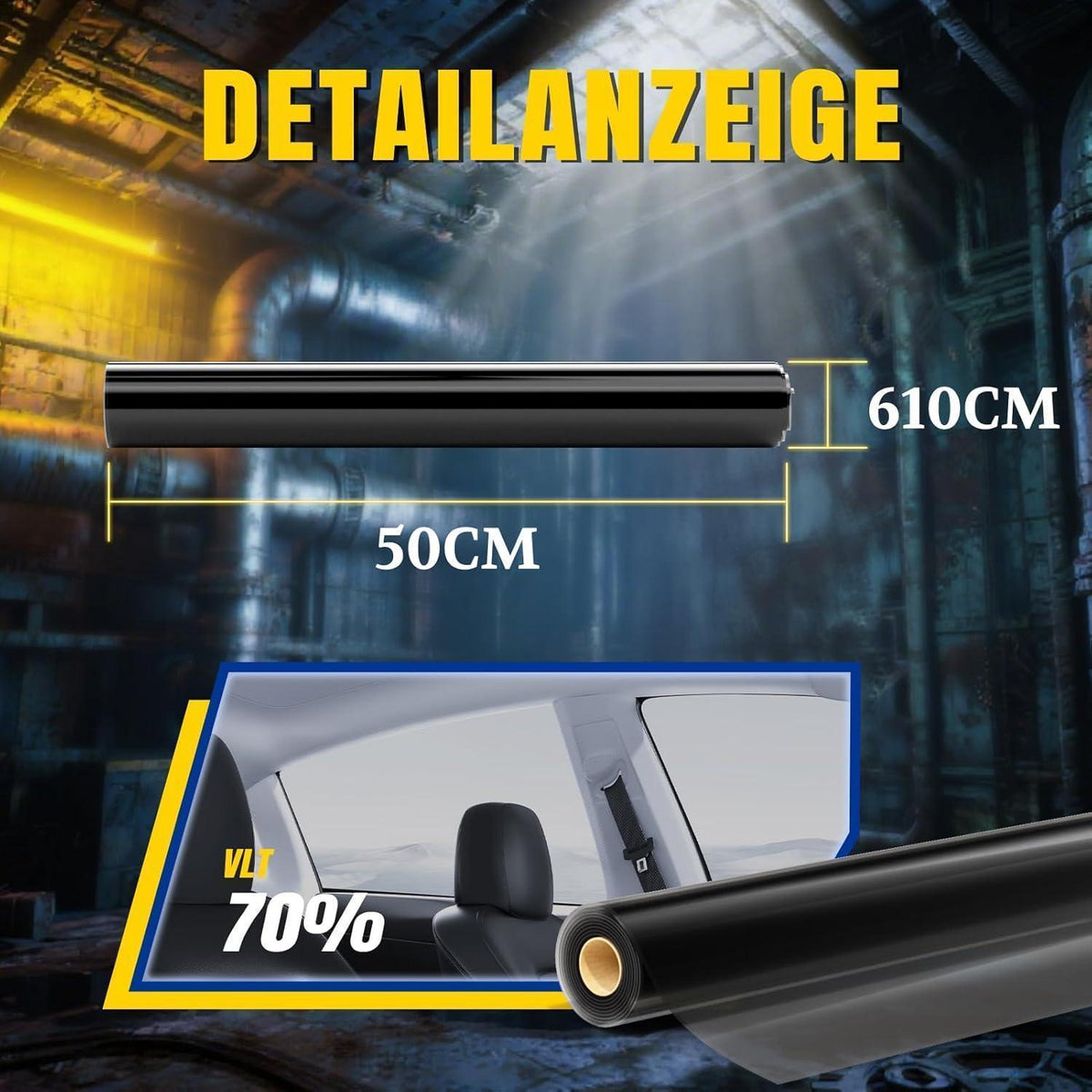 Auto-Tönungsfolie 70% VLT – Universalgröße 458x61cm