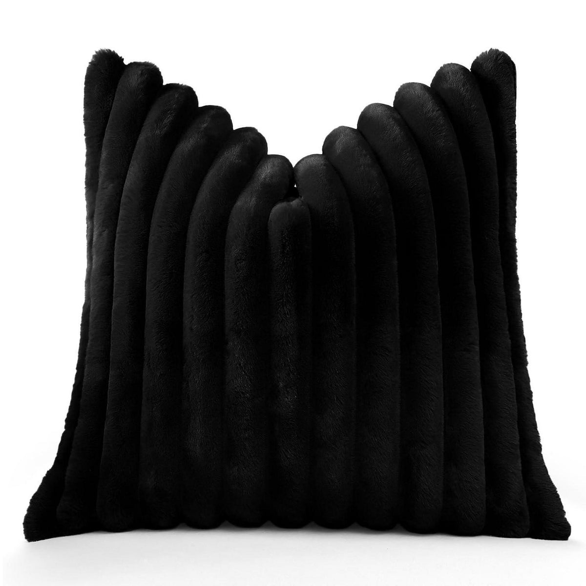 Flauschiger Samt Kissenbezug Schwarz 50x50cm