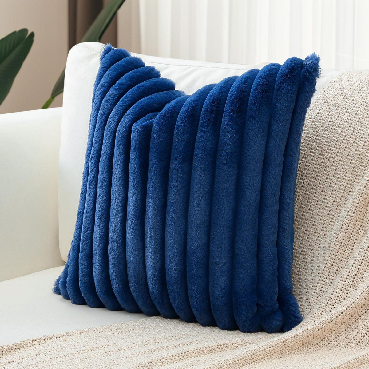 Flauschiger Samt Kissenbezug 50x50cm Blau