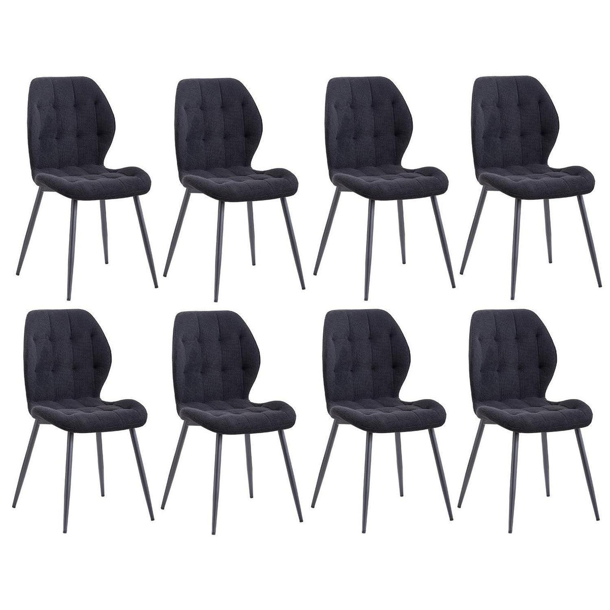 8 Esszimmerstühle Nordic Design, Schwarz & Metallbeine