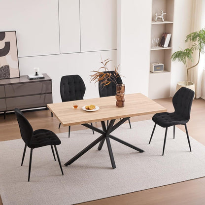 8 Esszimmerstühle Nordic Design, Schwarz & Metallbeine