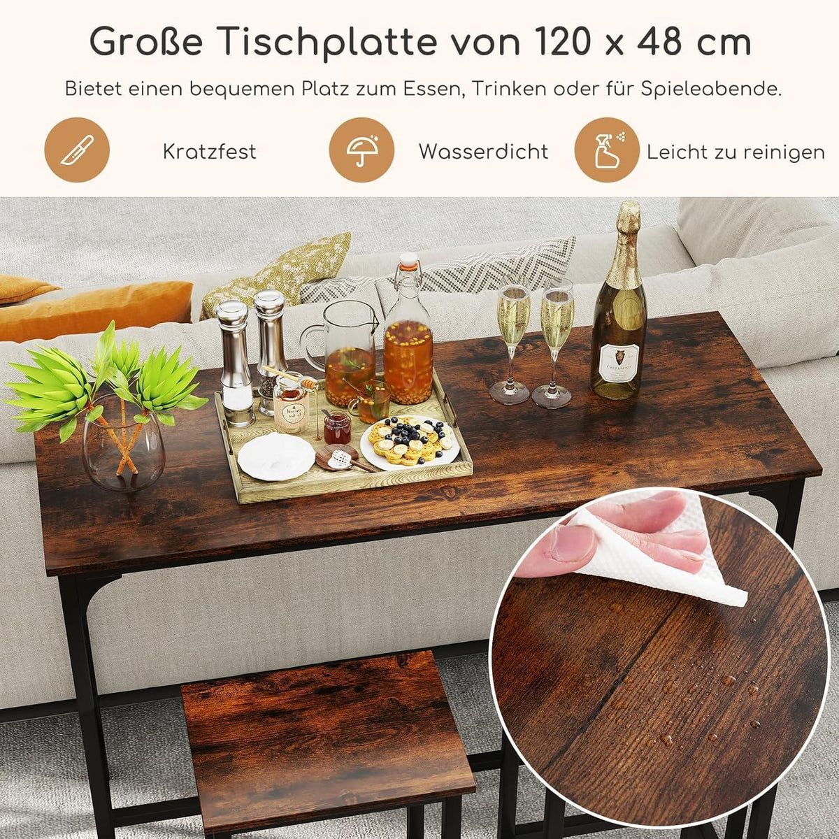 RELAX4LIFE Bartisch-Set mit Barhockern – Industrie-Design