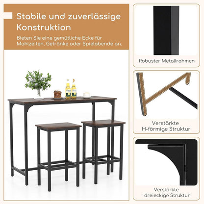 RELAX4LIFE Bartisch-Set mit Barhockern – Industrie-Design