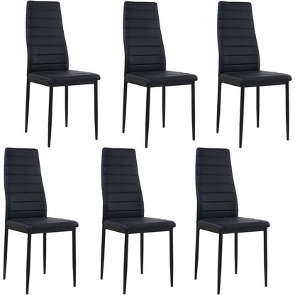 Essgruppen Set: Esstisch 110cm & 6 Esszimmerstühle Weiß/Schwarz